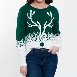 NEW HOWARD'S reindeer crew neck sweater in green